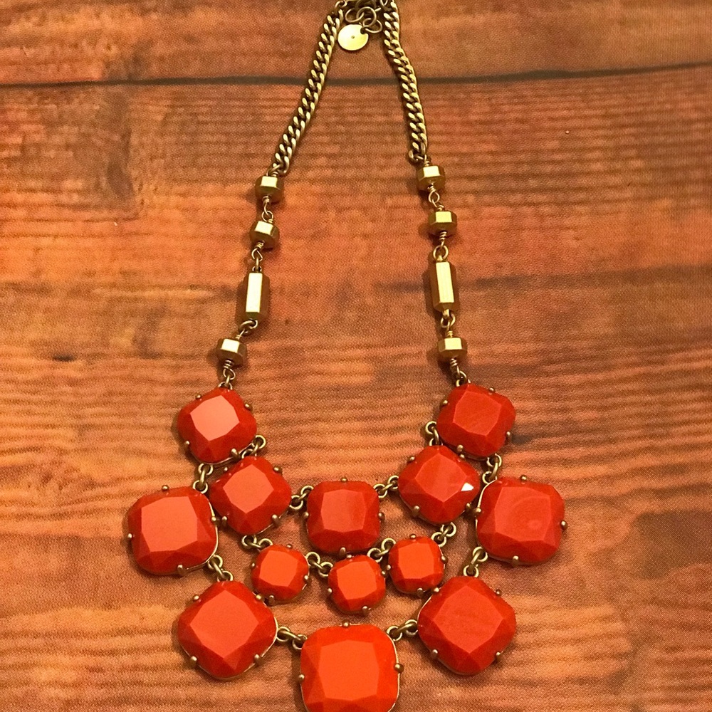 Stella & Dot Orange & Gold Tiered Necklace